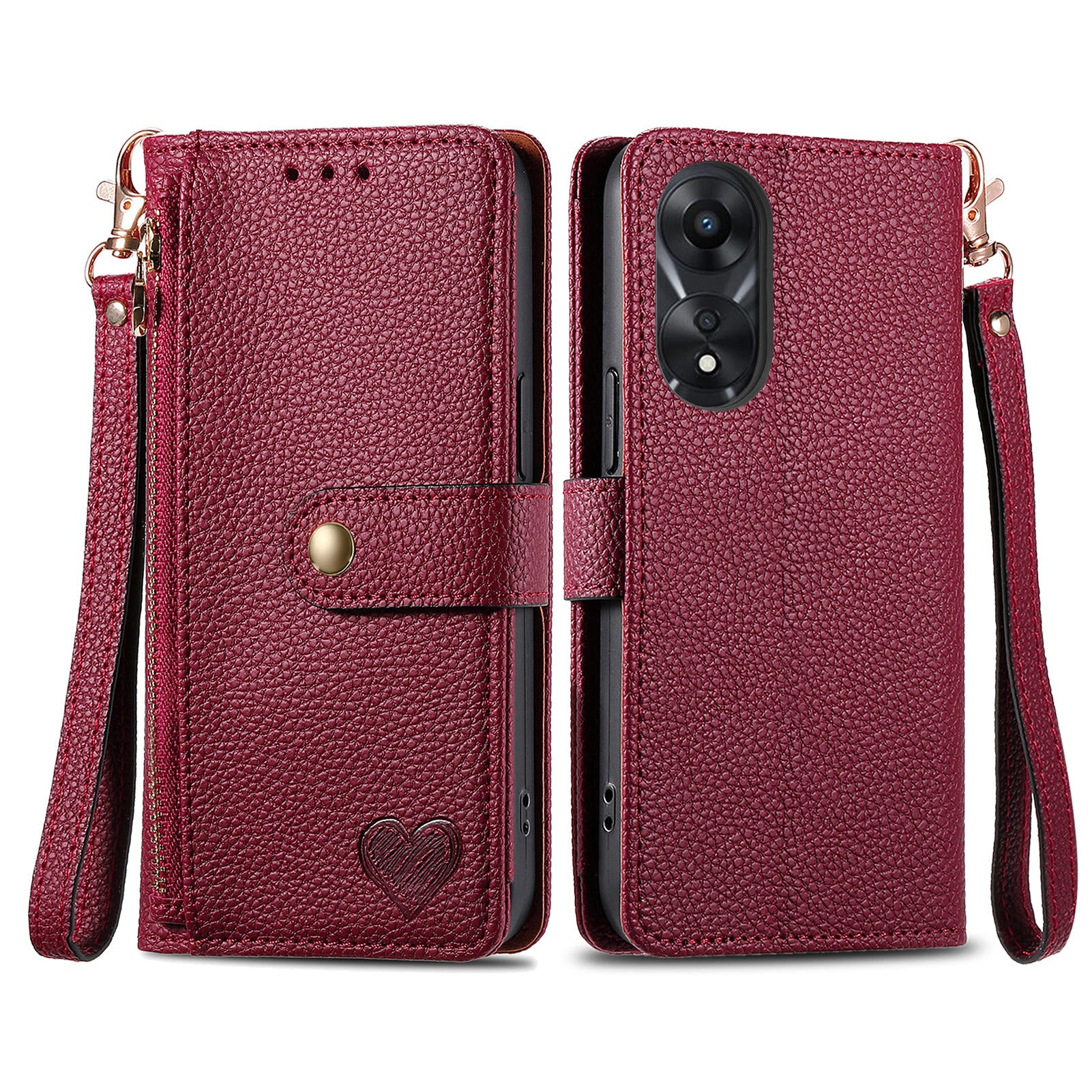 For Oppo A58 4G Case Zipper Wallet Shockproof Phone Cover RFID Blocking For Oppo A58 4G Case Zipper Wallet Shockproof Phone Cover RFID Blocking